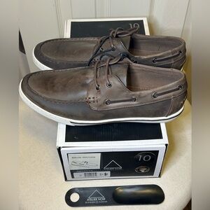Atelier Noir Brown Leather Loafers Boat Shoes Moccasins Business Casual NWT!